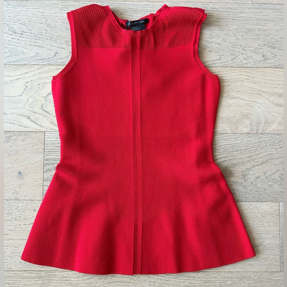 Armani Exchange Red Peplum Tiered Cocktail top and skirt set - Picture 2 of 7